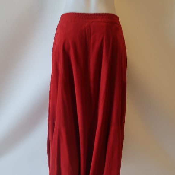 Womens I.Magnin Brick Red Elastic Waist Suede Maxi Skirt S * - Picture 11 of 15